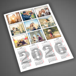 NagyAjándék Fényképes naptár, A4 - 9 fényképpel