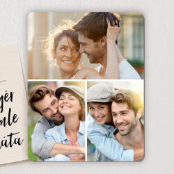 NagyAjándék Egyedi fa hűtőmágnes 3 fényképpel