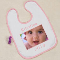 NagyAjándék Fényképes bébi előke - rózsaszín