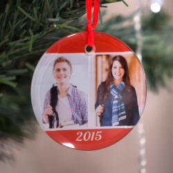NagyAjándék Fényképes üveg karácsonyfadísz 2 képpel