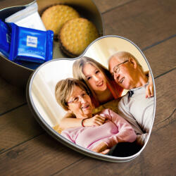 NagyAjándék Szív alakú fényképes fémdoboz