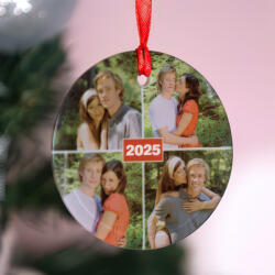 NagyAjándék Fényképes üveg karácsonyfadísz 4 képpel