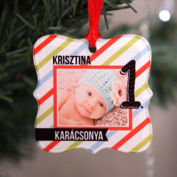 NagyAjándék Névre szóló fényképes karácsonyfadísz a baba első karácsonyára