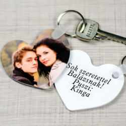 NagyAjándék Szív alakú fényképes kulcstartó felirattal