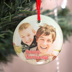 NagyAjándék Fényképes üveg karácsonyfadísz
