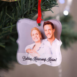 NagyAjándék Fényképes karácsonyfadísz, felirattal