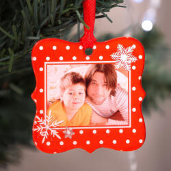 NagyAjándék Fényképes karácsonyfadísz, hópihékkel