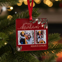 Nagyajándék Akril fényképes karácsonyfadísz - 2 fotóval és személyes üzenettel