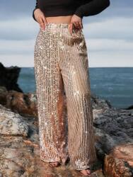 Shein Bézs Díszített Egyenes Nadrág (1XL) (605448)