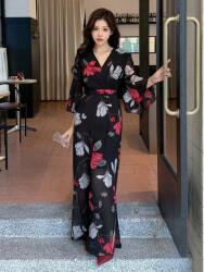 Dazy Fekete Chiffon Mintás Overál (XL) (606609)