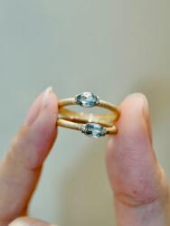 Shein Arany Gyűrű Kék Cirkónia