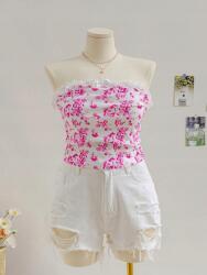 Shein Fehér Felső Rózsaszín Mintás (2XL) (606713)