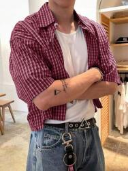 Shein Bordó Kockás Rövid Ujjú Ing (L) (606640)