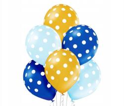 Aliga Kék és fehér metál pöttyös Lufik 6 db