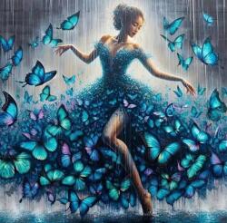 NORIMPEX - Puzzle Tablou Diamant: Dansatoare cu fluturi 30x40cm - 1 - 39 piese