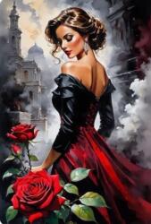 NORIMPEX - Puzzle Tablou Diamant: Femeie cu trandafiri în oraș 30x40cm - 1 - 39 piese