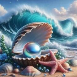 NORIMPEX - Puzzle Tablou Diamant: Perlă într-o scoică 30x40cm - 1 - 39 piese