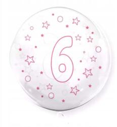 2MStalSystem Fólia lufi Clear születésnap Szám 6 rózsaszín XL