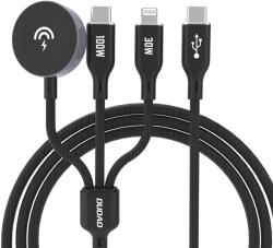 Dudao Cablu pentru incarcare si transfer de date Dudao A12 Max Plus 3 in 1, USB-C la USB-C/Lightning, Incarcator wireless 2.5W Apple Watch integrat, 1.2m, Negru (6976625333523)
