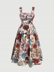 Shein Fehér Ruha MIDI Virágok (2XL) (607768)