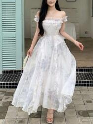 Dazy Chiffon Ruha Nyitott Váll Mintás (M) (605959)