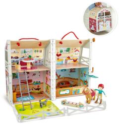 Hape Casuta de papusi Hape - Ferma cu ponei 25 piese (E3409A) Casuta papusi