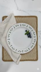  Palet cu 600 x Farfurie intinsa din portelan, O 24 cm, decor verde clasic, alb (CRG-24)