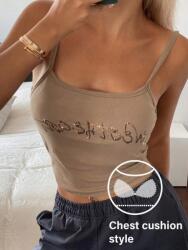 Dazy Barna Flitteres Vállpántos Felső (M) (606399)