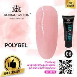 Global Fashion Polygel constructie unghii, Global Fashion, 30 g, Roz, 06