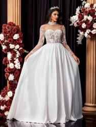 Shein Fehér Maxi Esküvői Ruha Állógallérral (L) (605989)