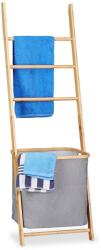 Relaxdays Suport pentru prosoape din bambus Relaxdays cu sac de rufe (10023089)