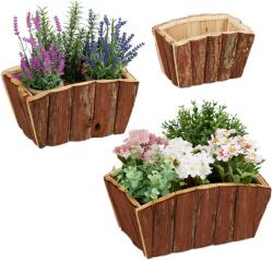 Relaxdays Cutie de flori din lemn Relaxdays, set de 3 (10060058)