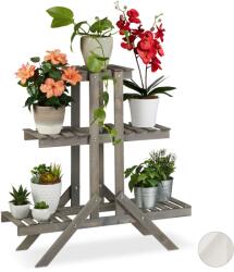 Relaxdays Suport de flori din lemn Relaxdays cu 3 trepte (10033806)