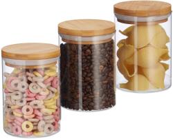 Relaxdays Set Relaxdays de 3 borcane de sticlă pentru depozitare 600 ml (10044220)