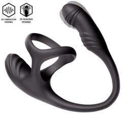 Guilty Toys Inel de Penis cu Stimulator Anal, Bluetooth Control, 10 Moduri Vibratii, 10 Moduri Rotatii, Silicon, USB, Negru, Guilty Toys