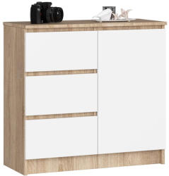  Fiókos komód hálószoba nappali bútor 80x35x77 cm barna fehér GW-02