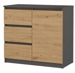  Fiókos komód hálószoba nappali bútor 80x35x77 cm barna szürke GW-04