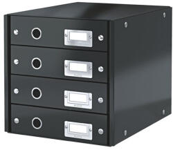 Leitz Irattároló, laminált karton, 4 fiókos, LEITZ "Click&Store", fekete