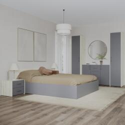 haaus Set dormitor Malmo V5, Pat 200 x 160 cm, Stejar Alb/Antracit (923303)