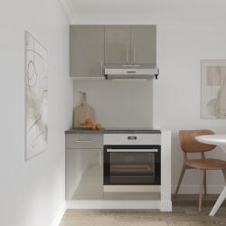 haaus Set Bucatarie Karo V1, Gri Lucios/Alb, MDF, Blat Thermo 28 mm, L 100 cm (924287)