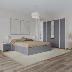 haaus Set dormitor Malmo V10, Pat 200 x 140 cm, Stejar Alb/Antracit (923167)