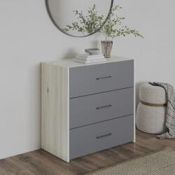 haaus Comoda Malmo, 3 Sertare, Stejar Alb/Antracit, 80 x 42 x 80 cm (922795)