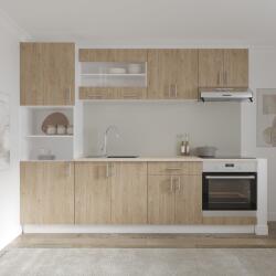 haaus Set Bucatarie Karo V20, Lemn Natural/Alb, Blat Thermo 28 mm, L 260 cm (919009)