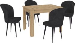 haaus Set Masa Zeta, Stejar Artisan, 4 Scaune, Negre, 102 x 69 x 75 cm (925390)