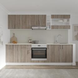 haaus Set Bucatarie Karo V19, Stejar Sonoma Inchis/Alb, Blat Thermo 28 mm, L 260 cm (919719)