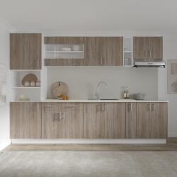 haaus Set Bucatarie Karo V26, Stejar Sonoma Inchis/Alb, Blat Thermo 28 mm, L 300 cm (919788)