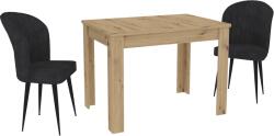 haaus Set Masa Zeta, Stejar Artisan, 2 Scaune, Negre, 102 x 69 x 75 cm (925277)