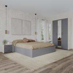 haaus Set dormitor Malmo V3, Pat 200 x 160 cm, Stejar Alb/Antracit (923280)