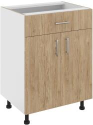 haaus Corp Baza Karo, 1 Sertar, 2 Usi, Lemn Natural/Alb, 60 x 50 x 80 cm (917319)