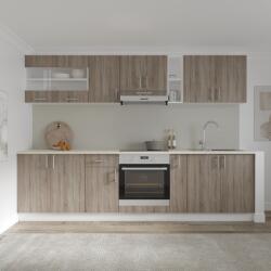 haaus Set Bucatarie Karo V21, Stejar Sonoma Inchis/Alb, Blat Thermo 28 mm, L 280 cm (919733)